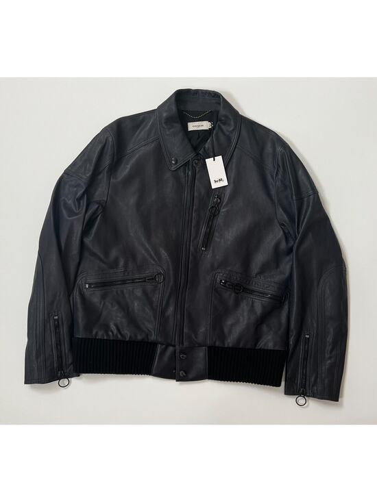Coach Other - Coach Men's Leather Biker Moto Jacket Navy Size 54/XL NWT $1300